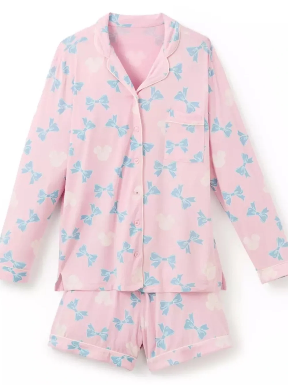 NWT Disney Parks Minnie Mouse Bow Pajama Set Pastel Pink Coquette Loungewear 2X